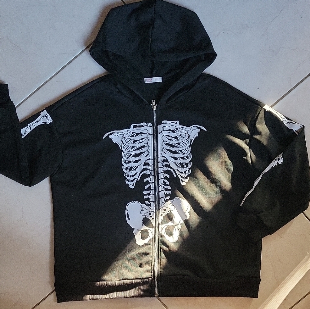 ROMWE Black and White Skeleton Jacket